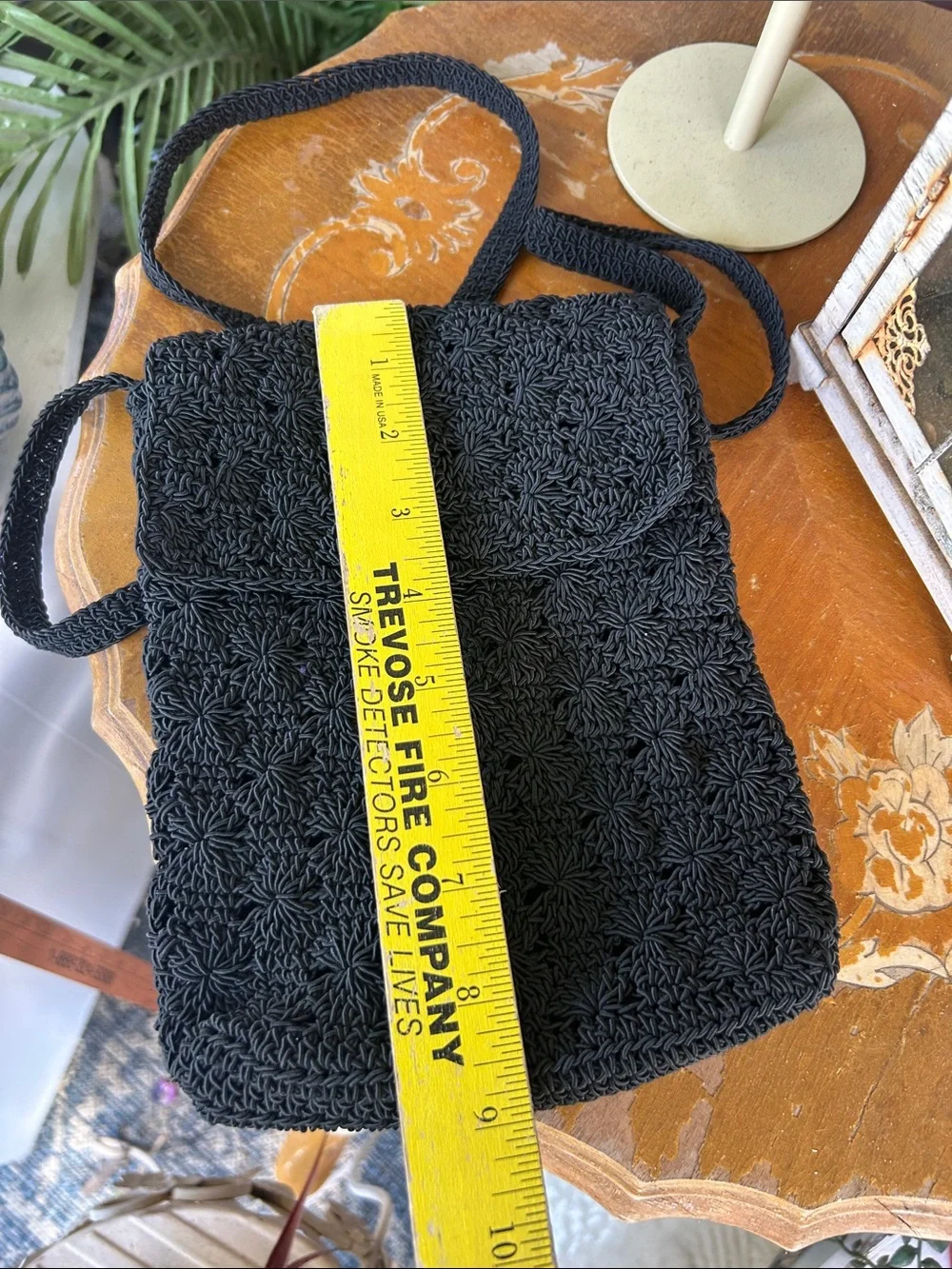 Vintage Black Crochet Crossbody Bag